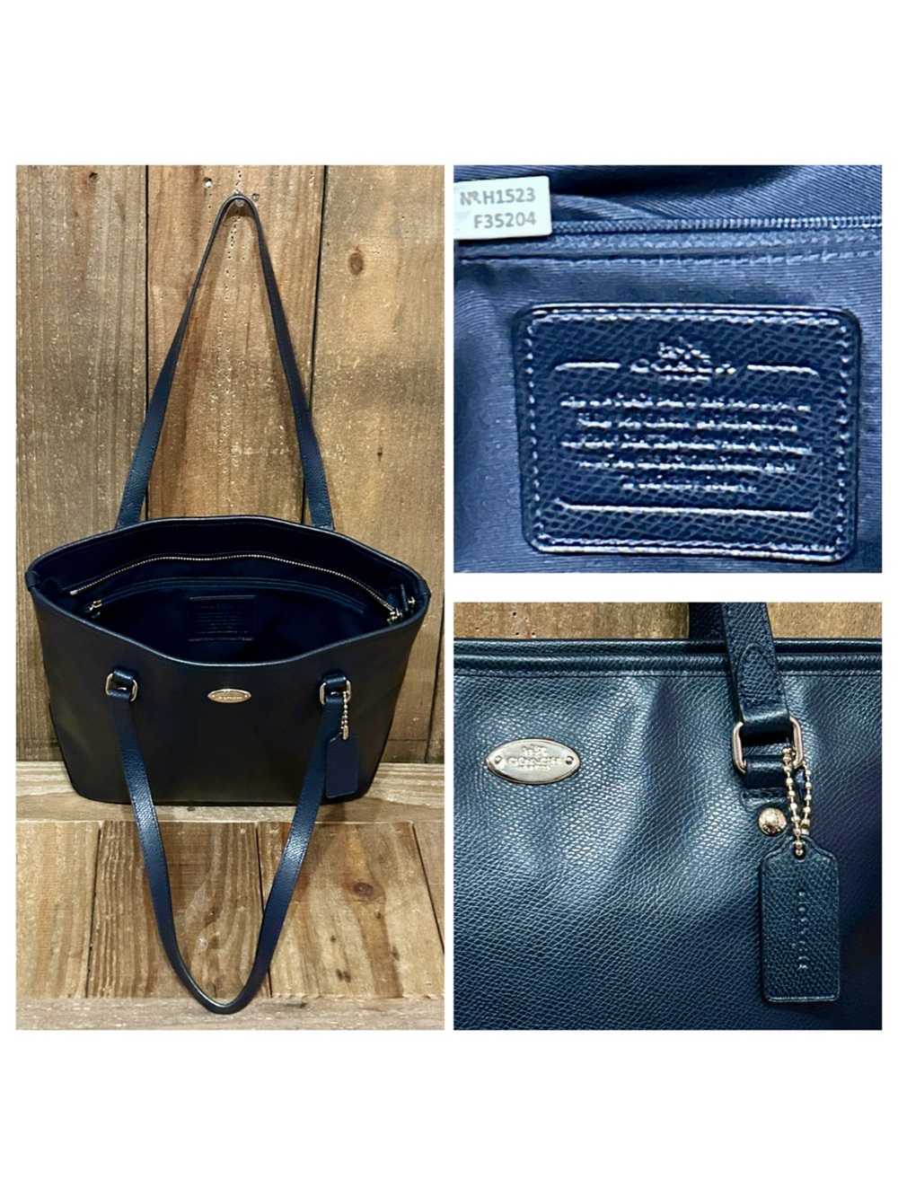 Coach. 5 Piece Set: Leather Zip Top Tote with Free Wristlet, 2 Scarfs & Dust Bag - Picture 10 of 16